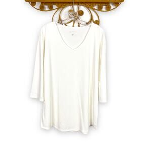 Seg'ments V-neck 3/4 sleeve shirt white XXL